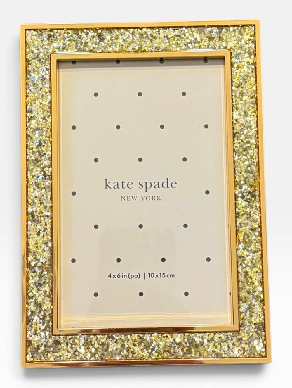 Kate Spade New York Simply Sparkling Gold Glitter 4x6 Photo Frame Lenox New